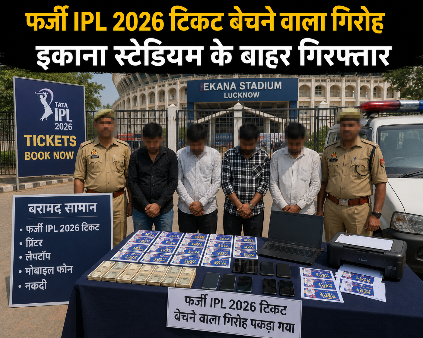Gang selling fake IPL 2026 tickets arrested outside Ekana Stadium