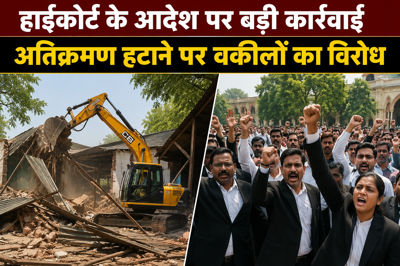 Lawyers protest against bulldozer action in Lucknow, raise slogans against police administration