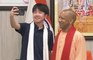 CM Yogi seen taking selfies with Japanese youth.